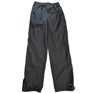 Nike Women Nylon UnLined Windbreaker Track Pants Black Zip Leg XL